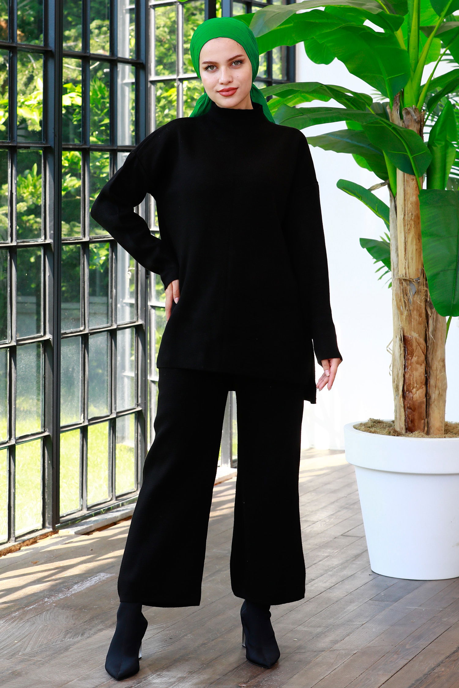 21228-SIYAH Triko Tunik Pantolon - 1