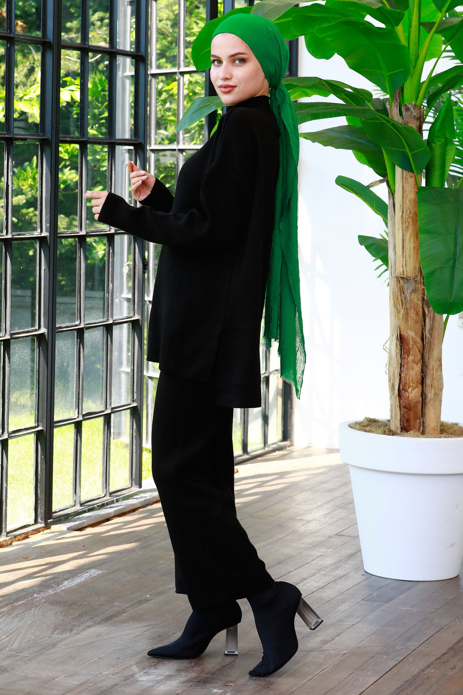 21228-SIYAH Triko Tunik Pantolon - 2