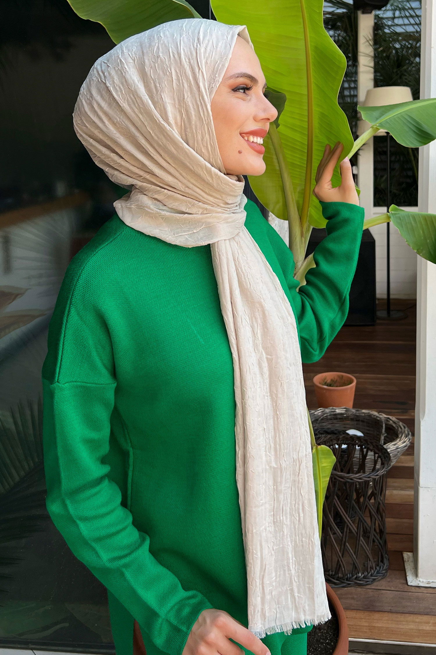 21228-YESIL Triko Tunik Pantolon - 5