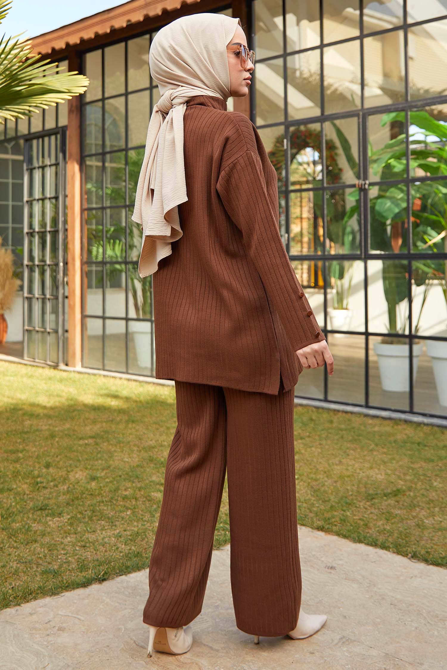 21231-KAHVE TrikoTunik Pantolon - 7