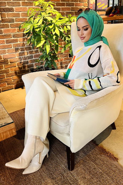 21800-EKRU Triko Tunik Pantolon 