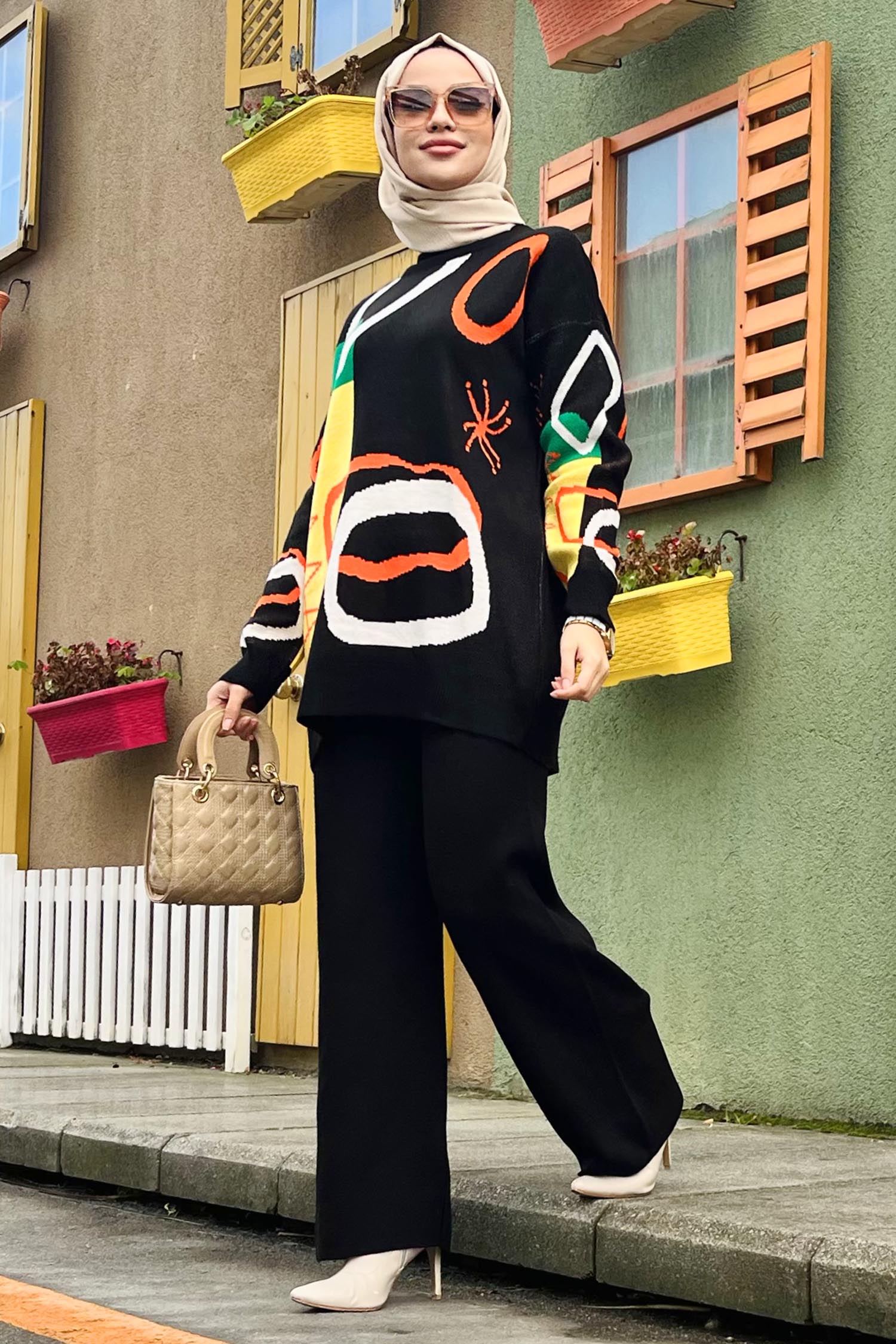 21800-SIYAH Triko Tunik Pantolon - 1