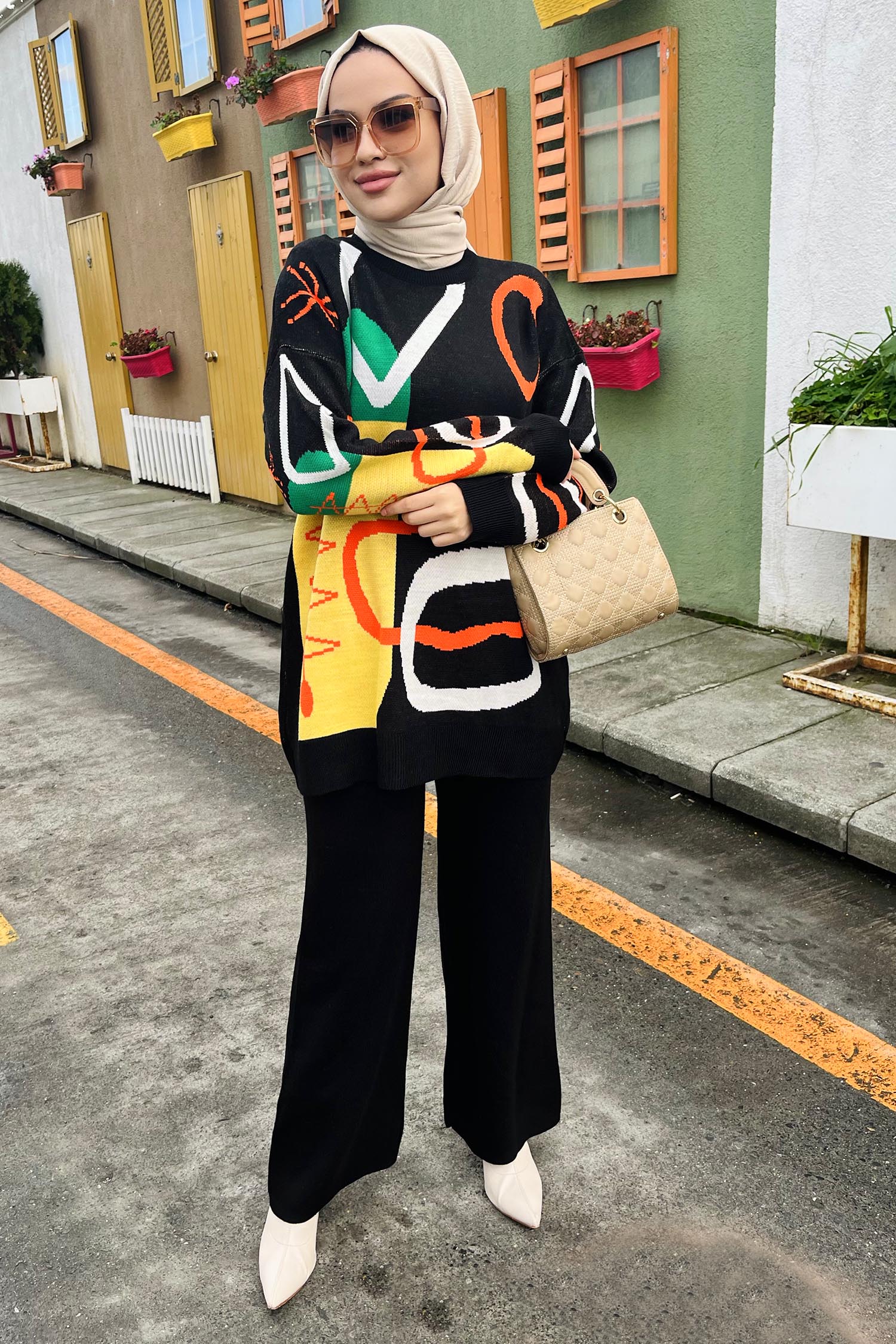 21800-SIYAH Triko Tunik Pantolon - 2