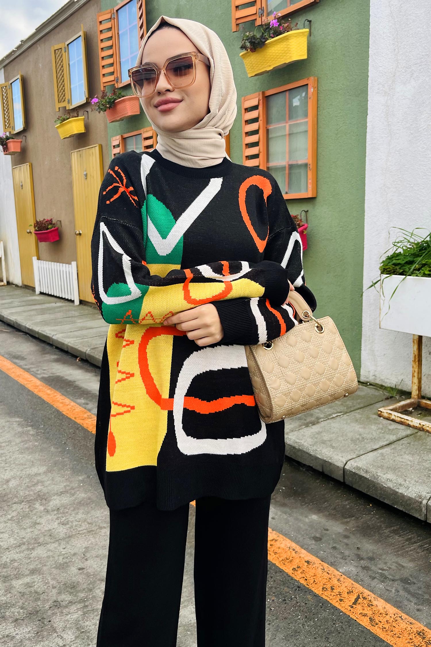 21800-SIYAH Triko Tunik Pantolon - 5