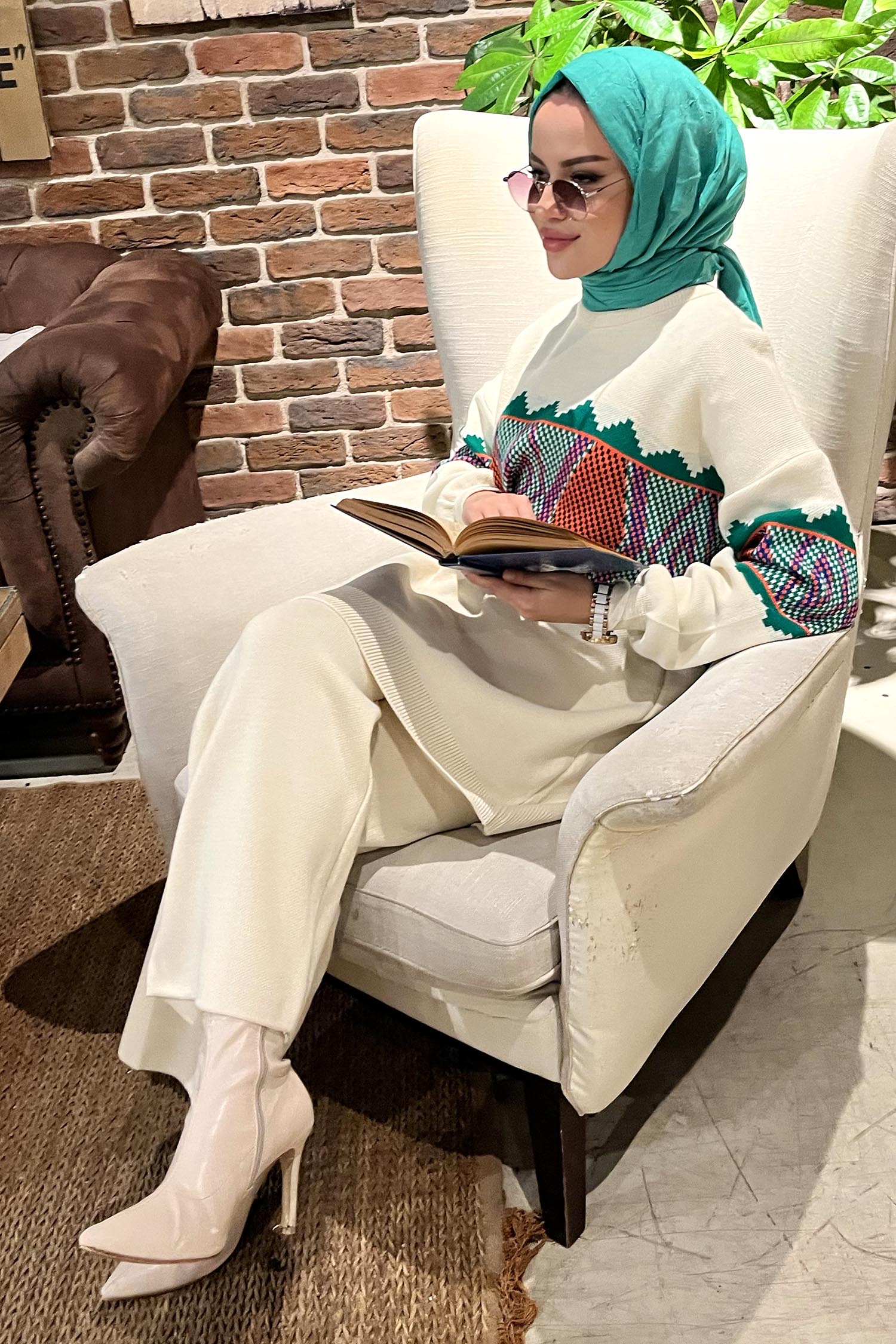 21801-EKRU Triko Tunik Pantolon - 1