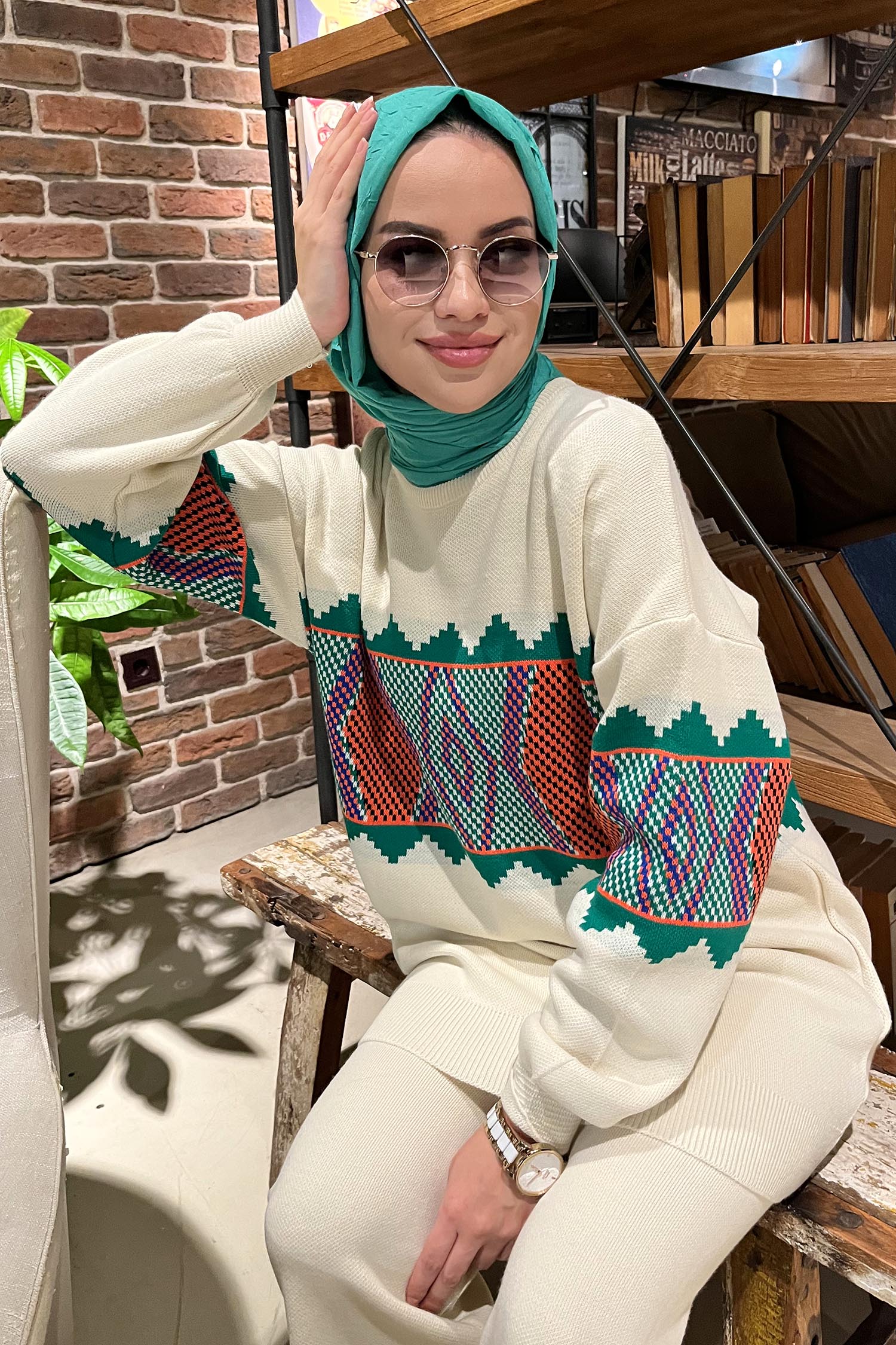 21801-EKRU Triko Tunik Pantolon - 4