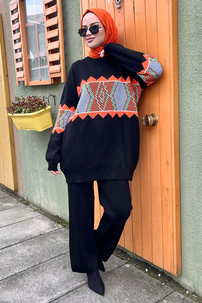 21801-SIYAH Triko Tunik Pantolon 