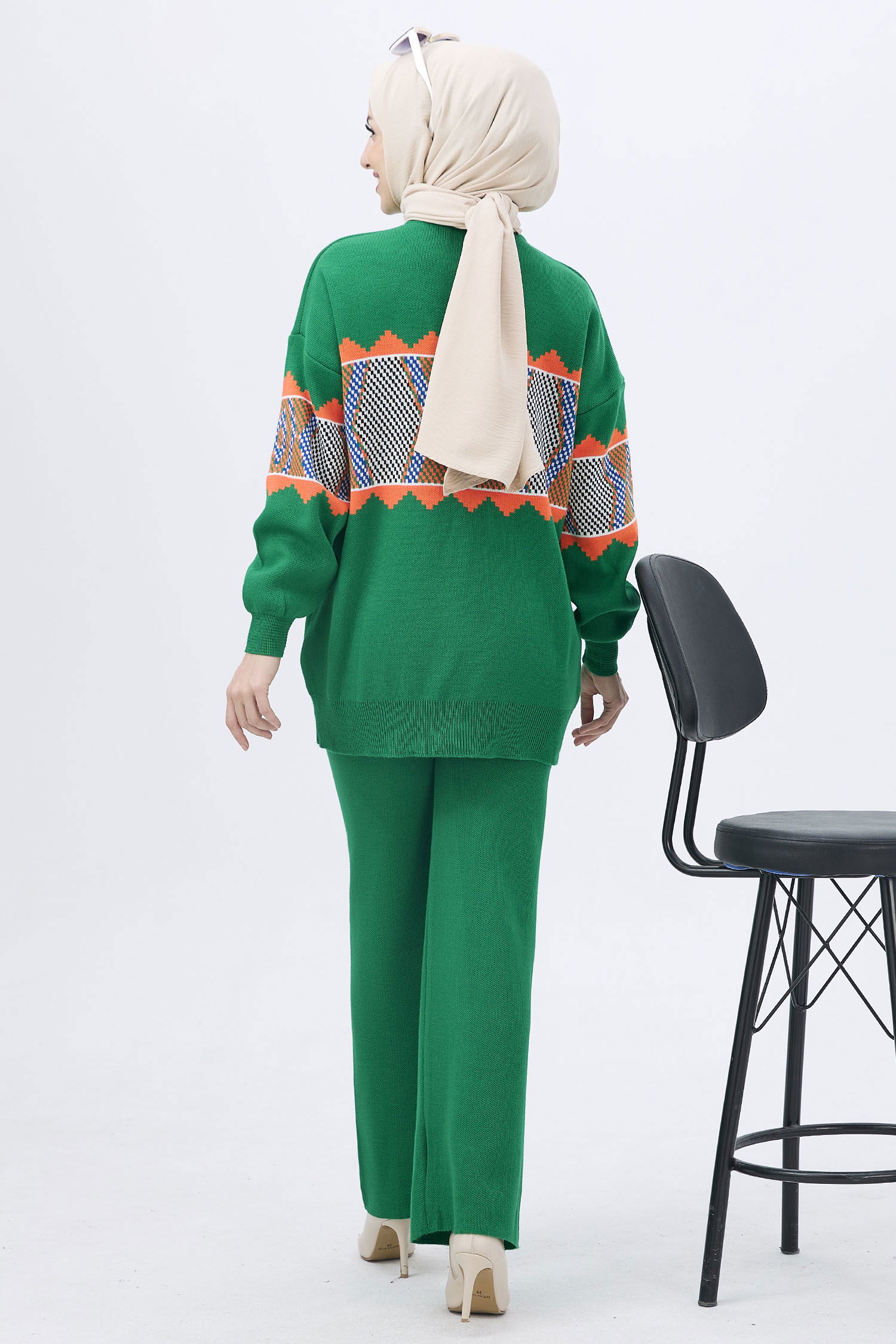 21801-YESIL Triko Tunik Pantolon - 6