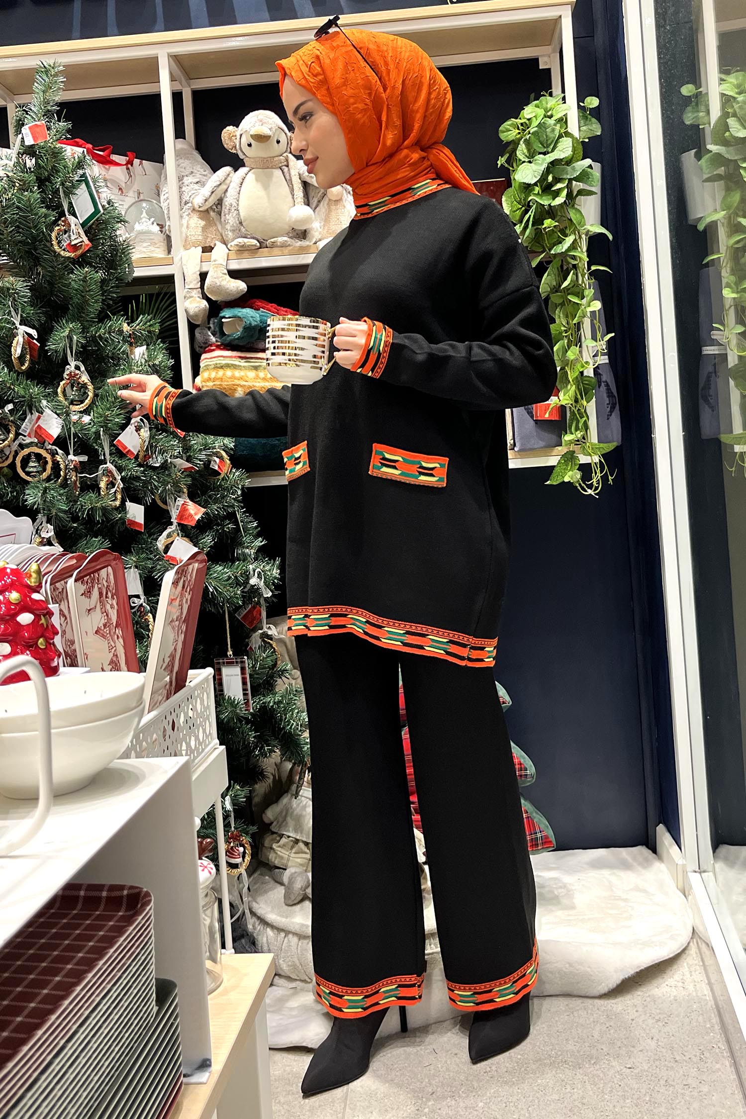 21802-SIYAH Triko Tunik Pantolon - 2