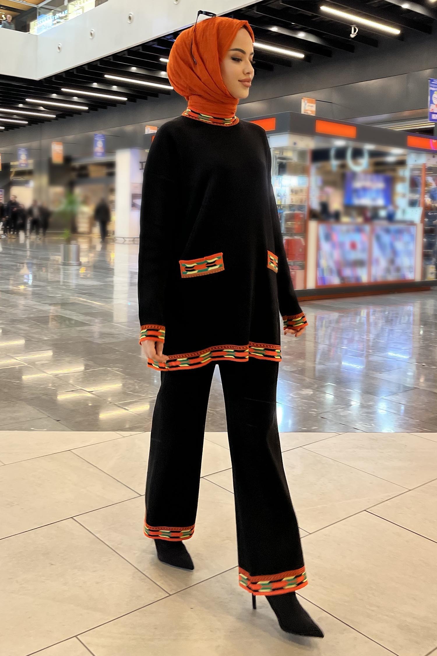 21802-SIYAH Triko Tunik Pantolon - 1