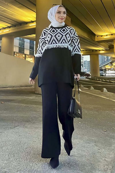 21808-SIYAH Triko Tunik Pantolon 