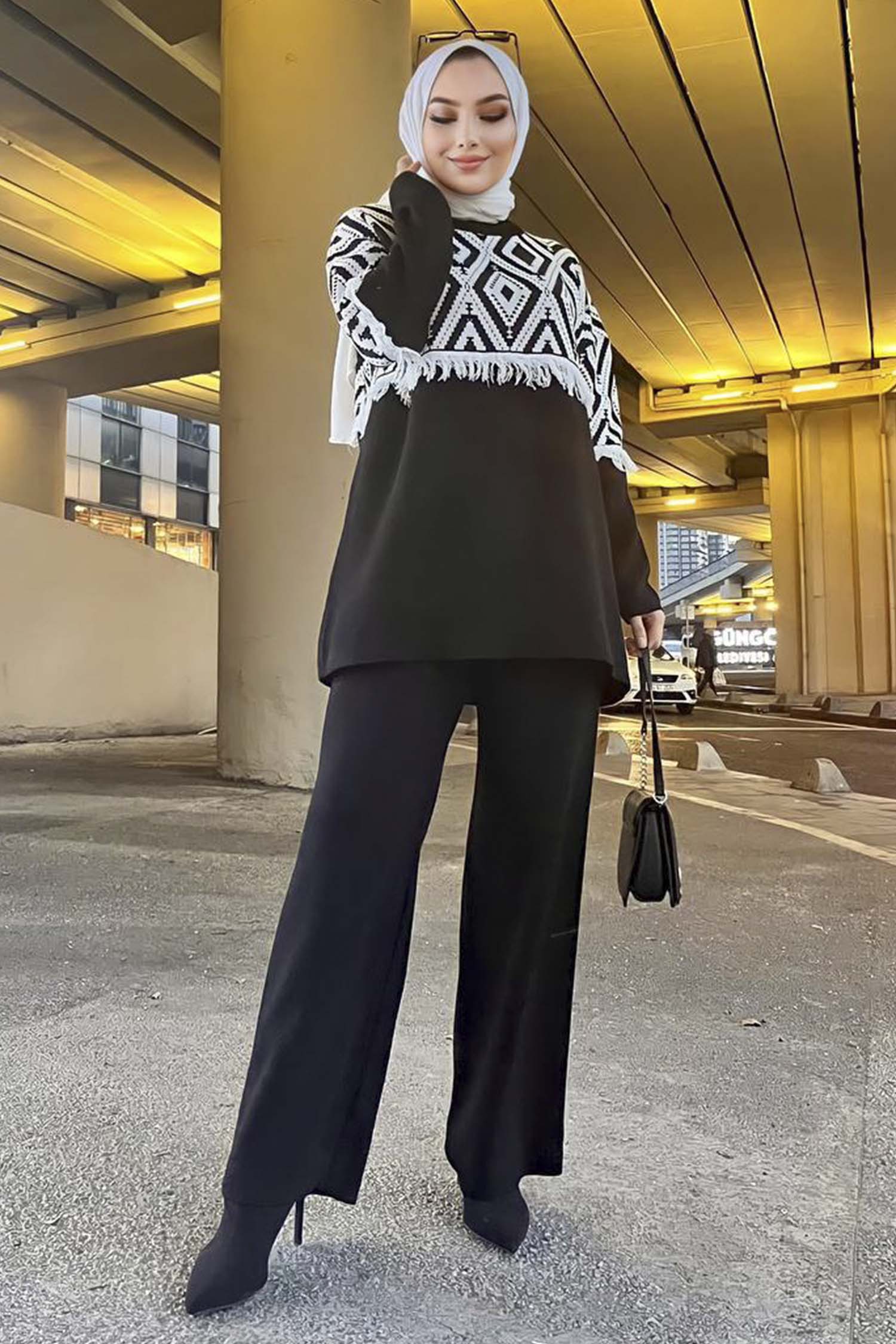 21808-SIYAH Triko Tunik Pantolon - 2