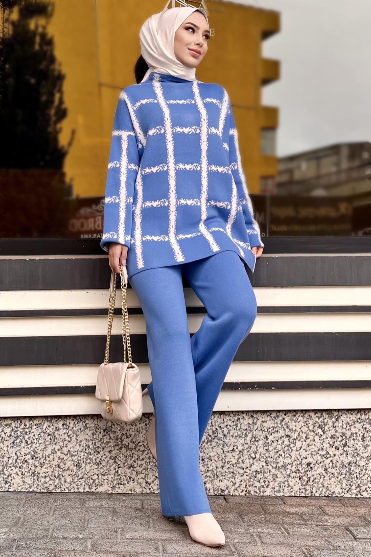 21831-INDIGO Triko Tunik Pantolon - 3