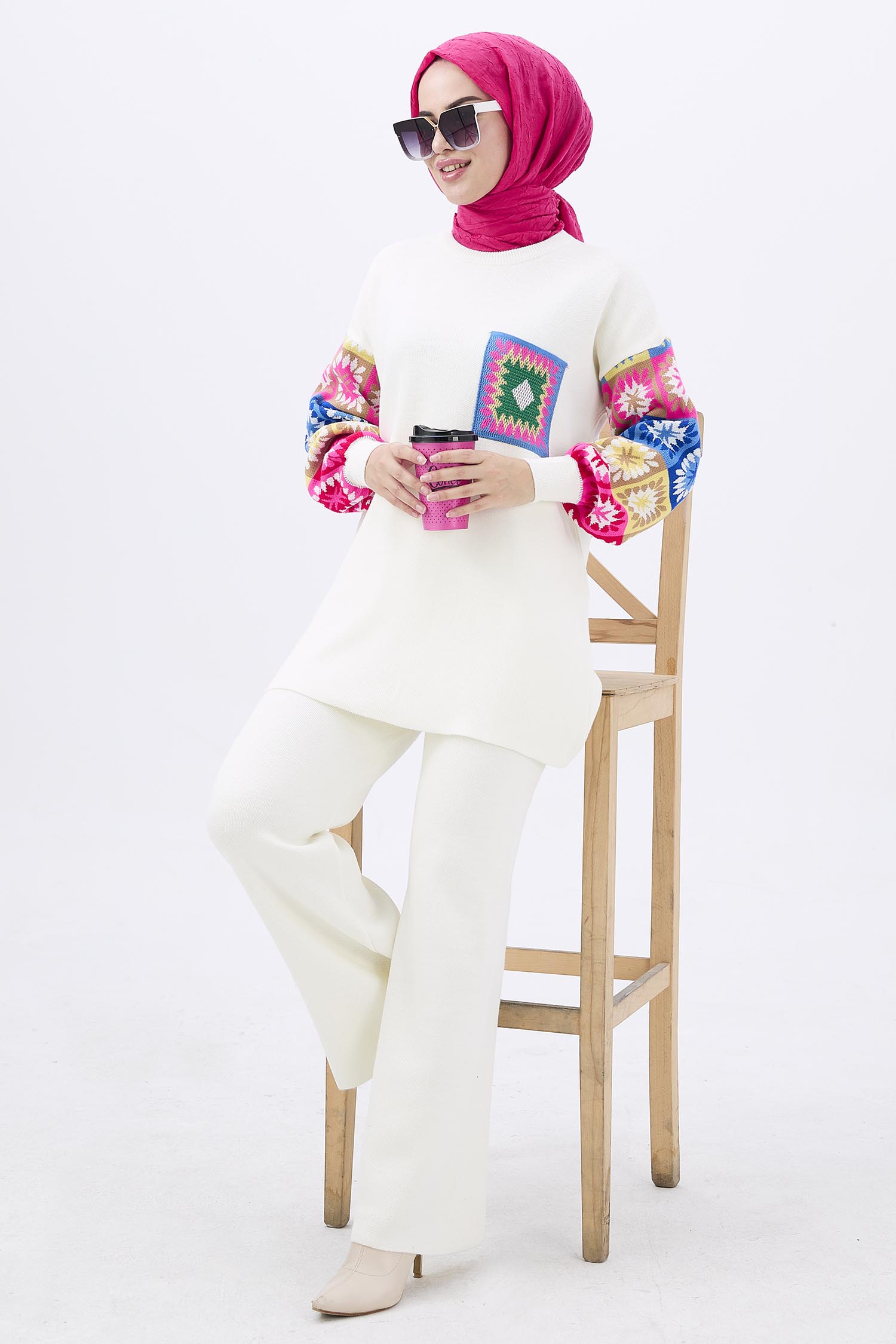 21833-EKRU Triko Tunik Pantolon - 3