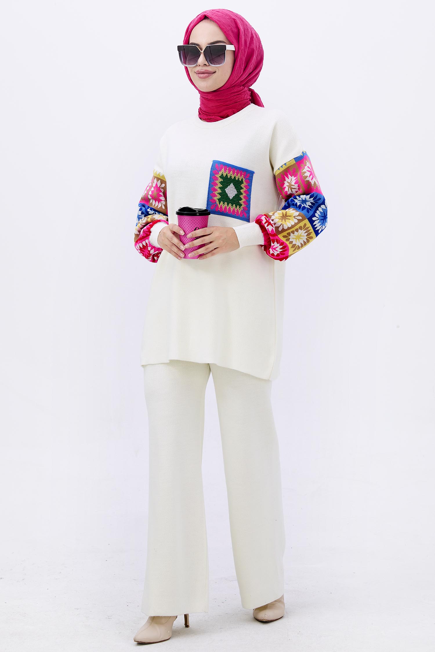 21833-EKRU Triko Tunik Pantolon - 4