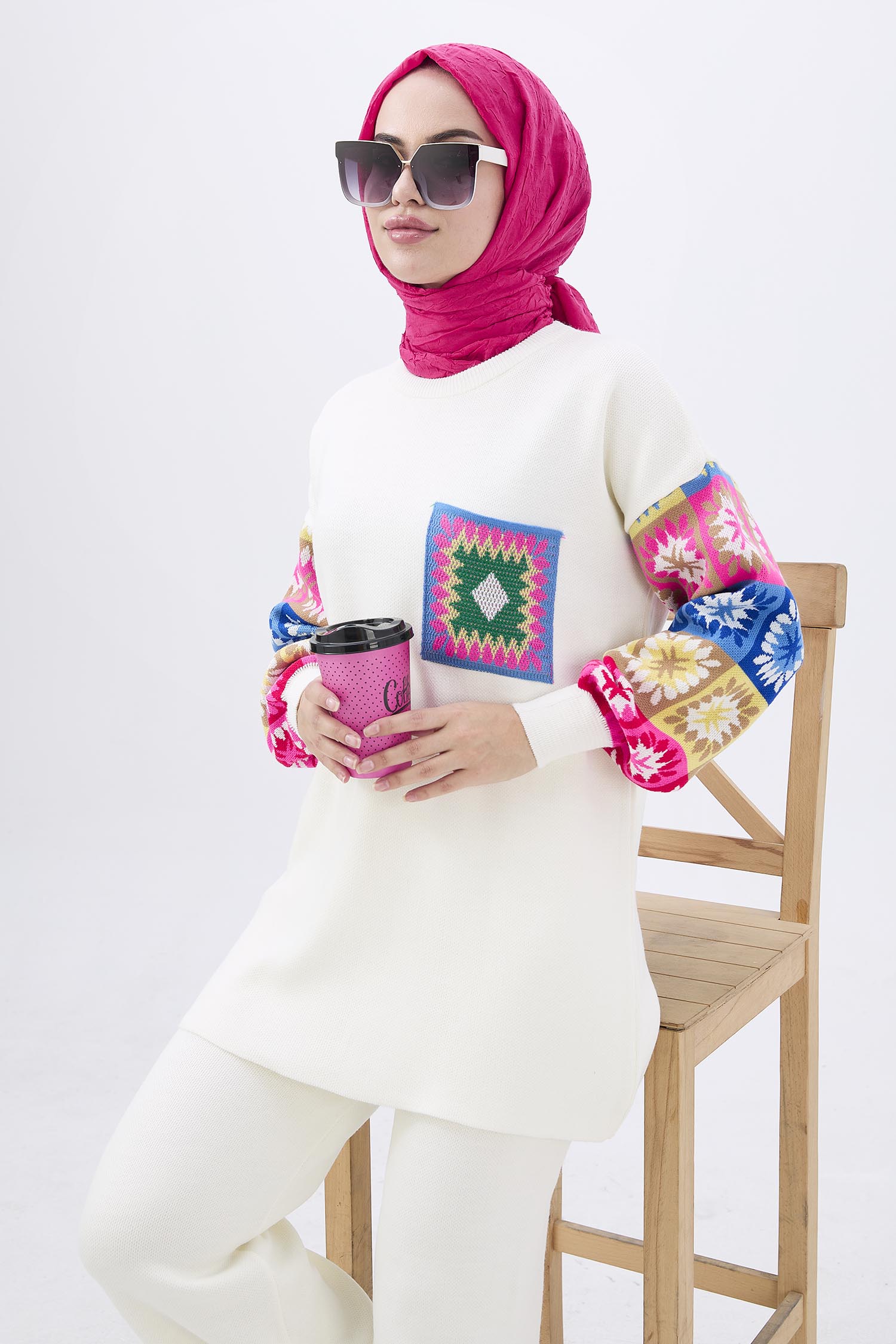 21833-EKRU Triko Tunik Pantolon - 5