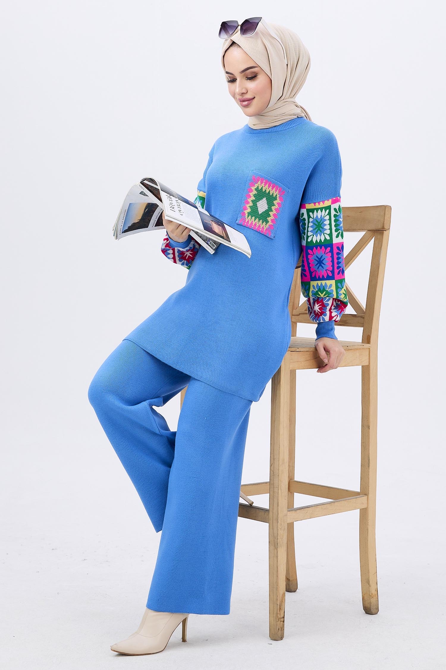 21833-INDIGO Triko Tunik Pantolon - 1