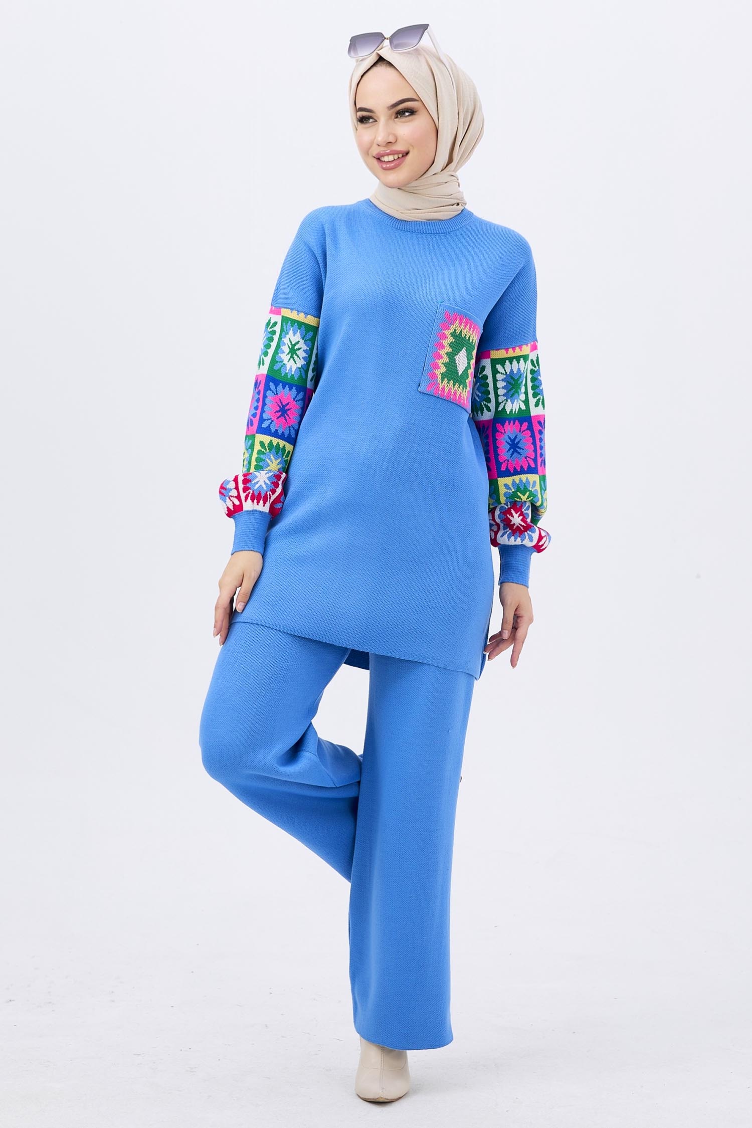 21833-INDIGO Triko Tunik Pantolon - 3