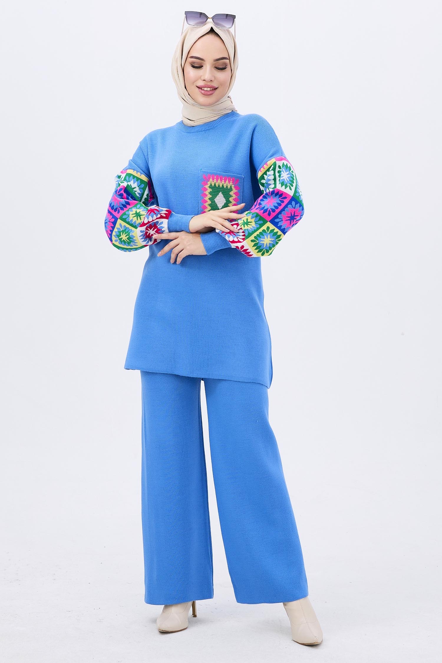 21833-INDIGO Triko Tunik Pantolon - 4