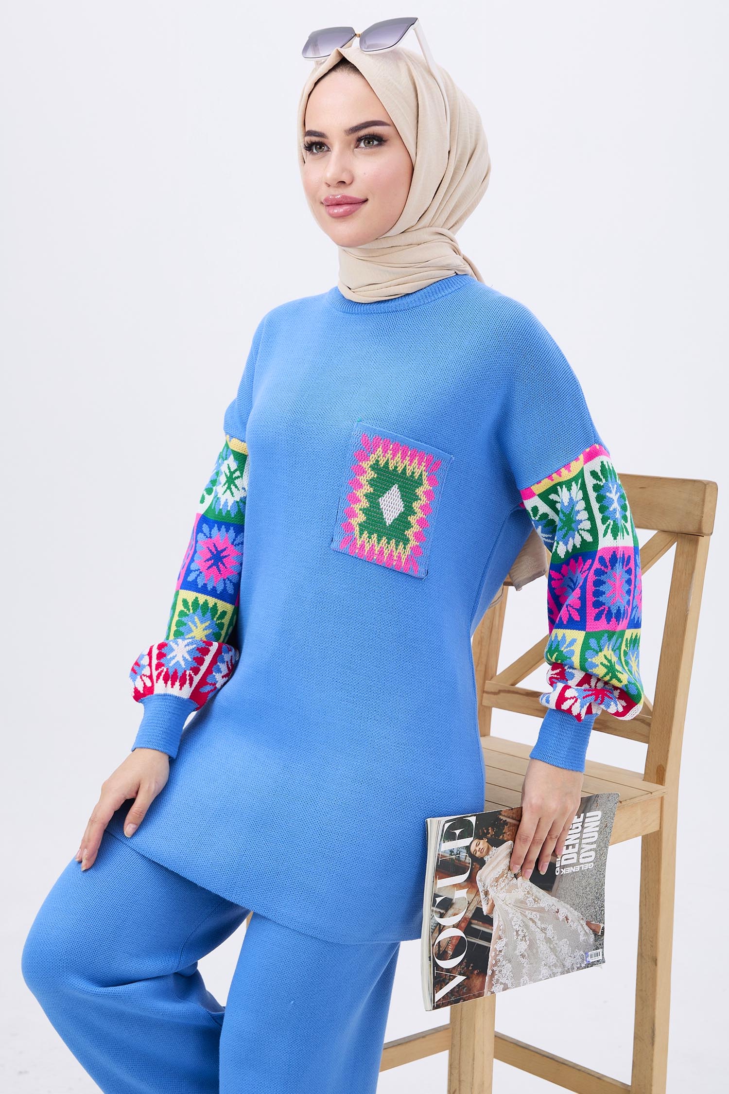 21833-INDIGO Triko Tunik Pantolon - 6