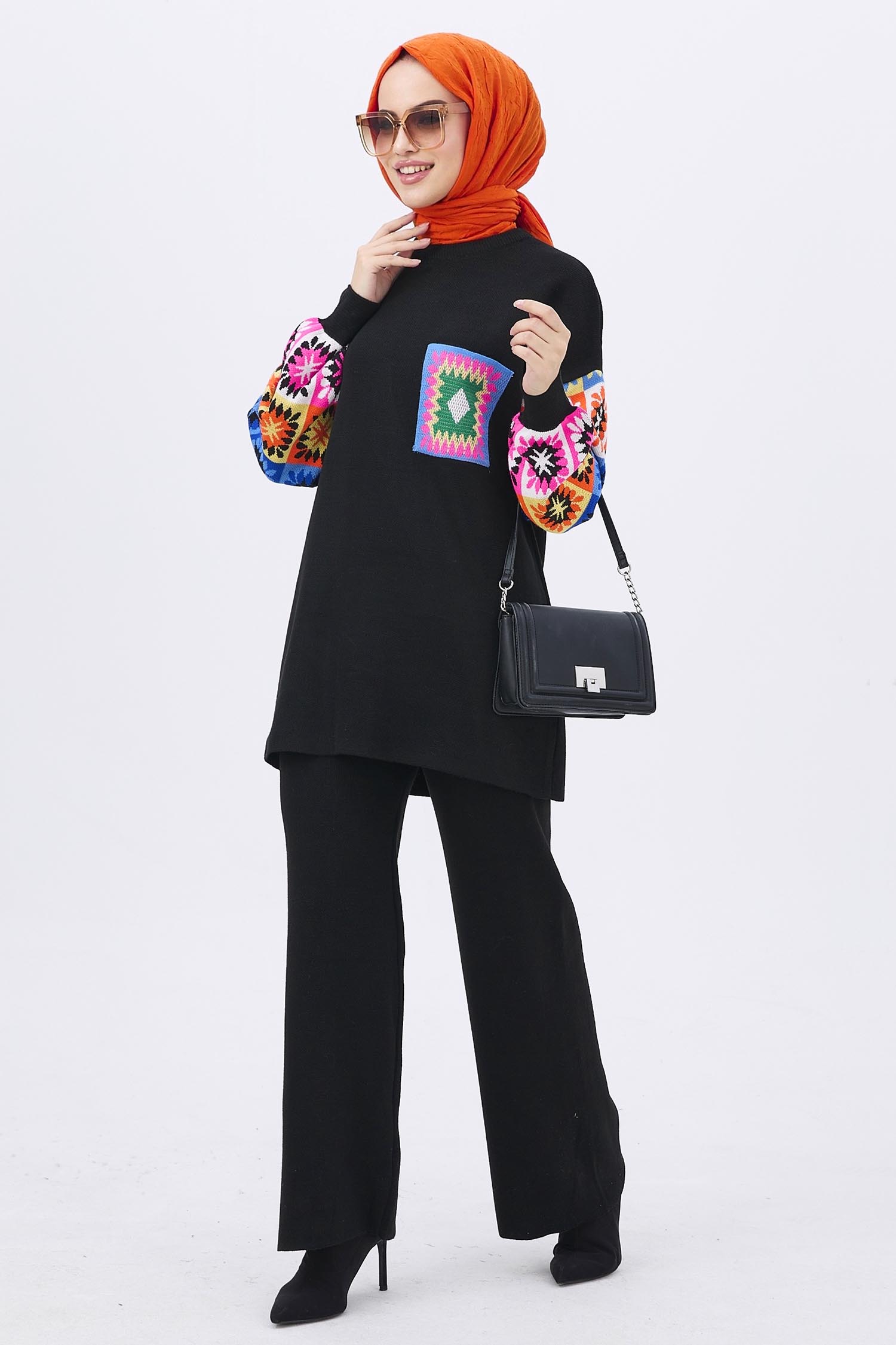 21833-SIYAH Triko Tunik Pantolon - 2