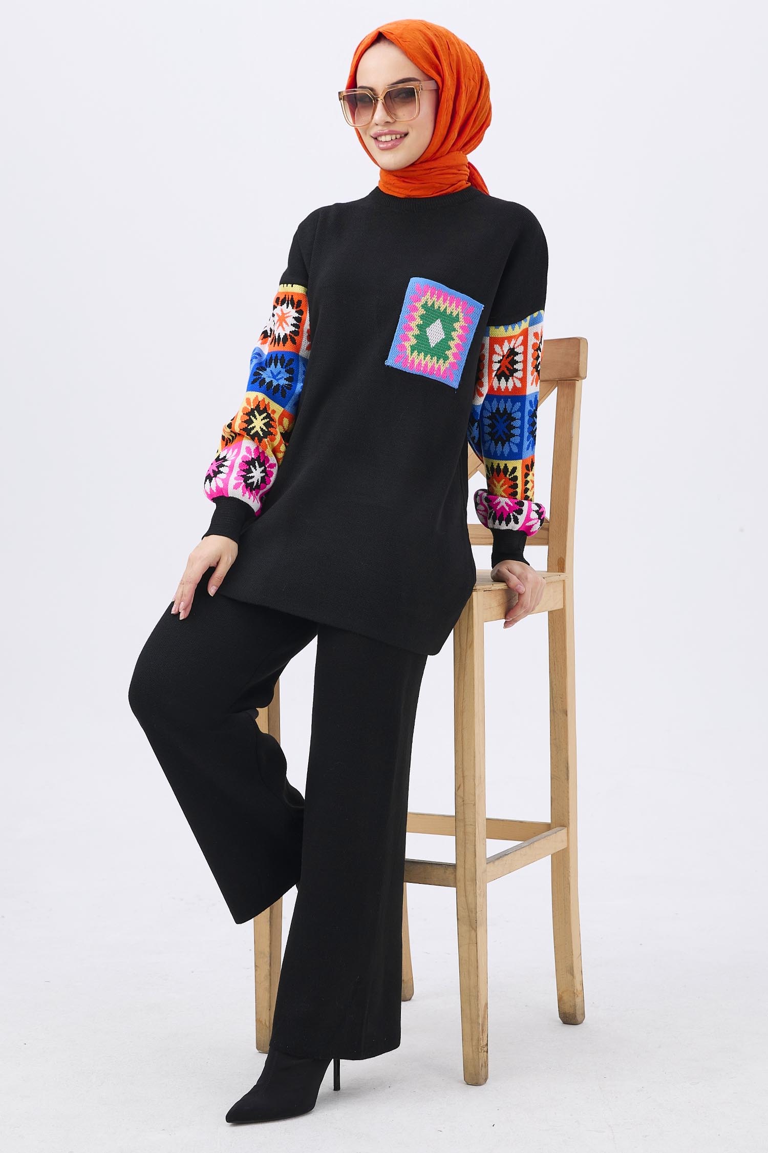 21833-SIYAH Triko Tunik Pantolon - 5