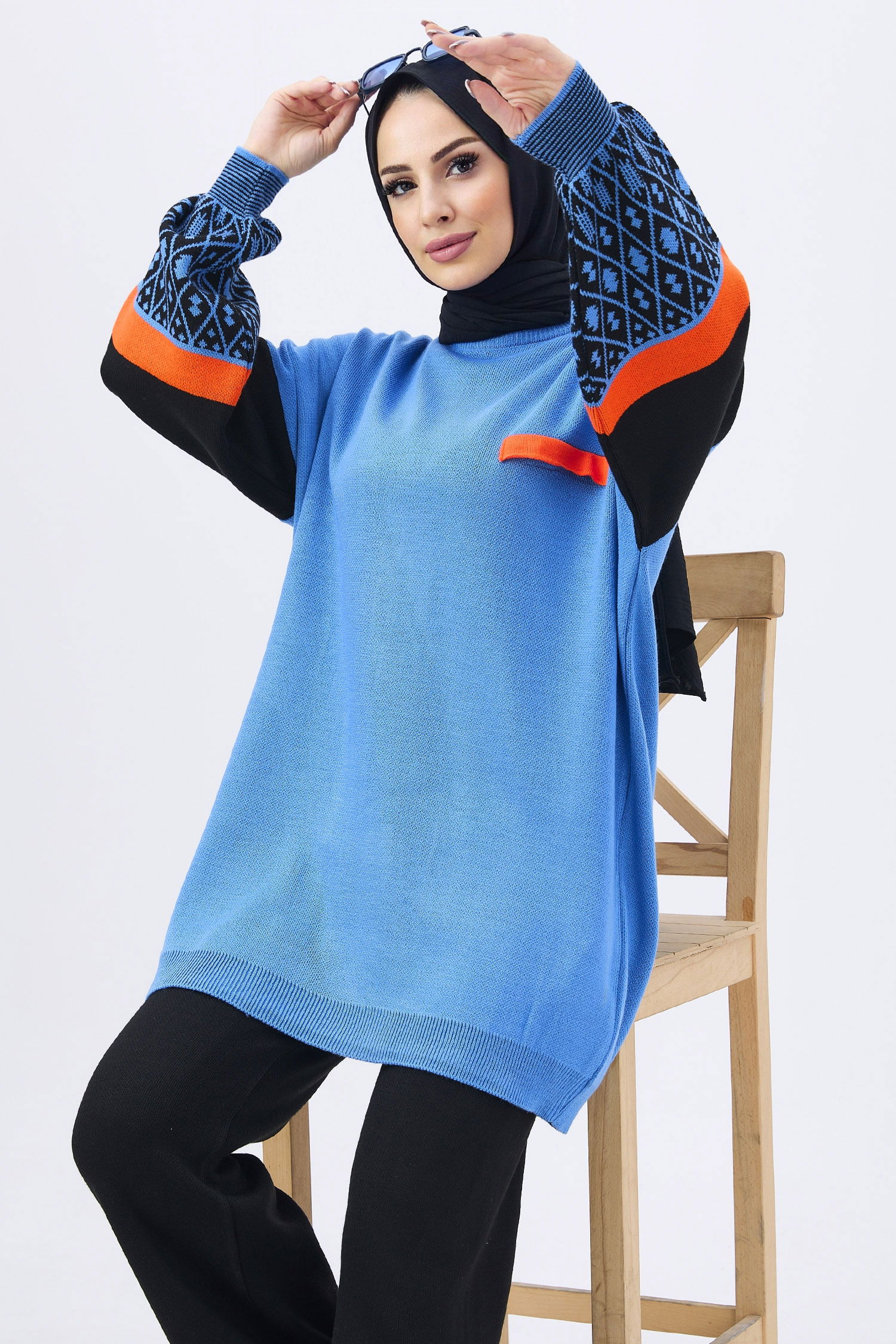 21840-INDIGO Triko Tunik Pantolon - 1