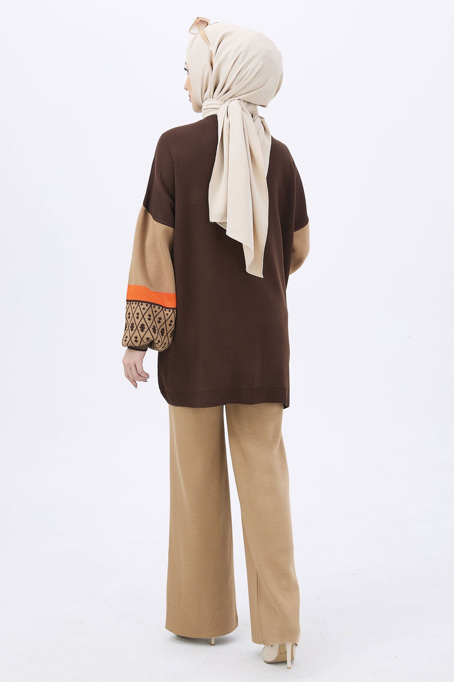 21840-KAHVE Triko Tunik Pantolon - 6