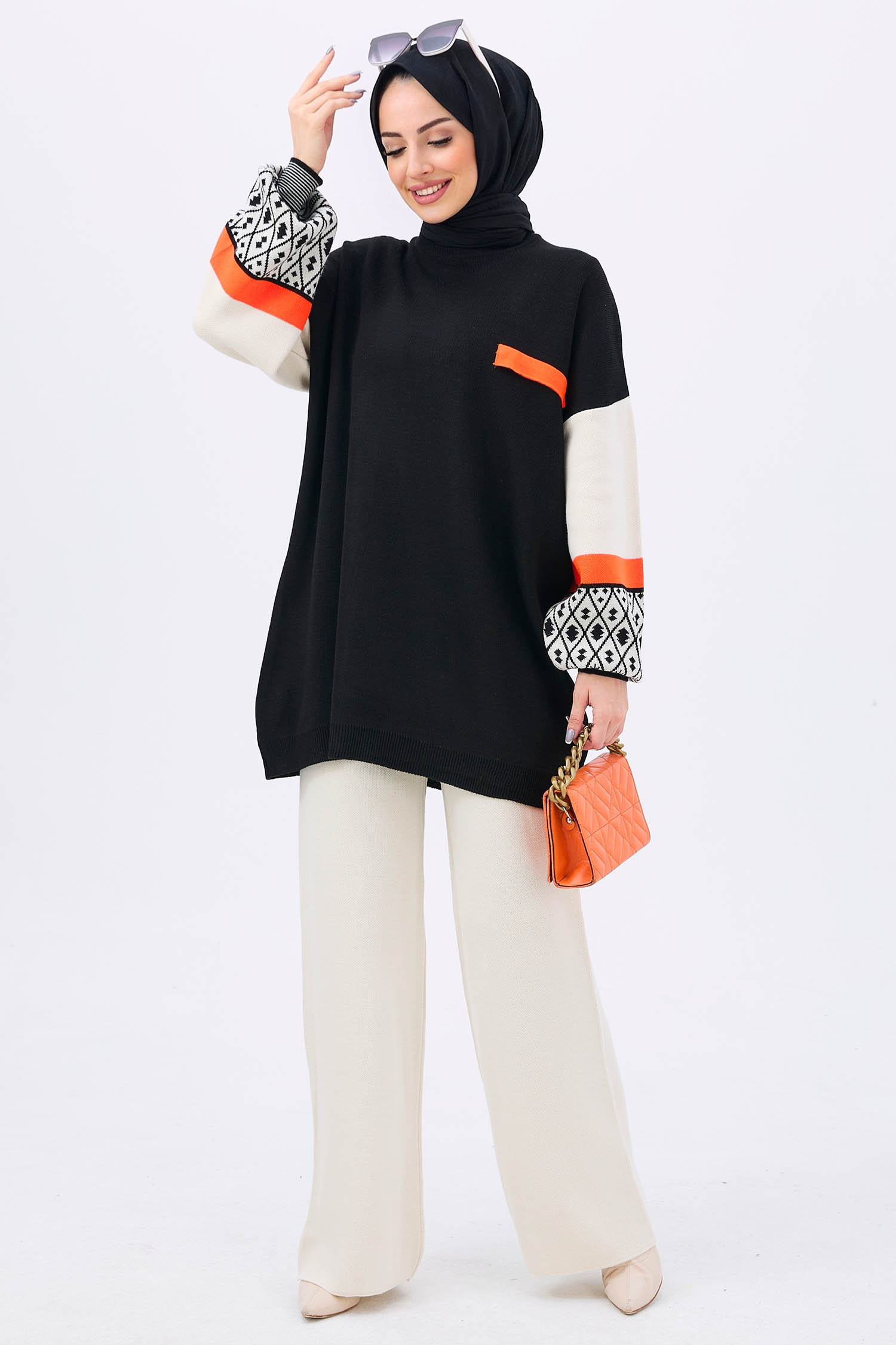 21840-SIYAH Triko Tunik Pantolon - 1