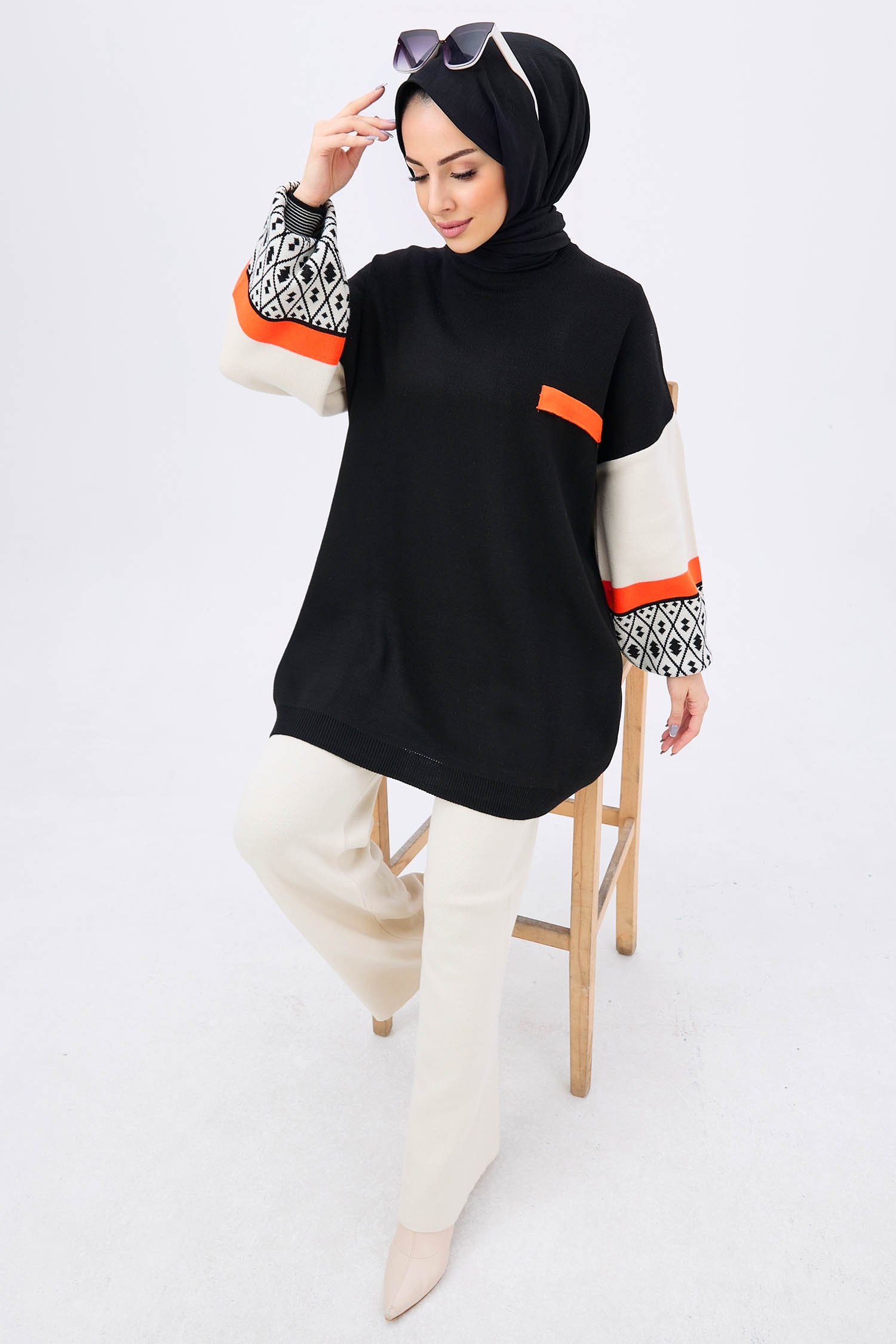 21840-SIYAH Triko Tunik Pantolon - 2
