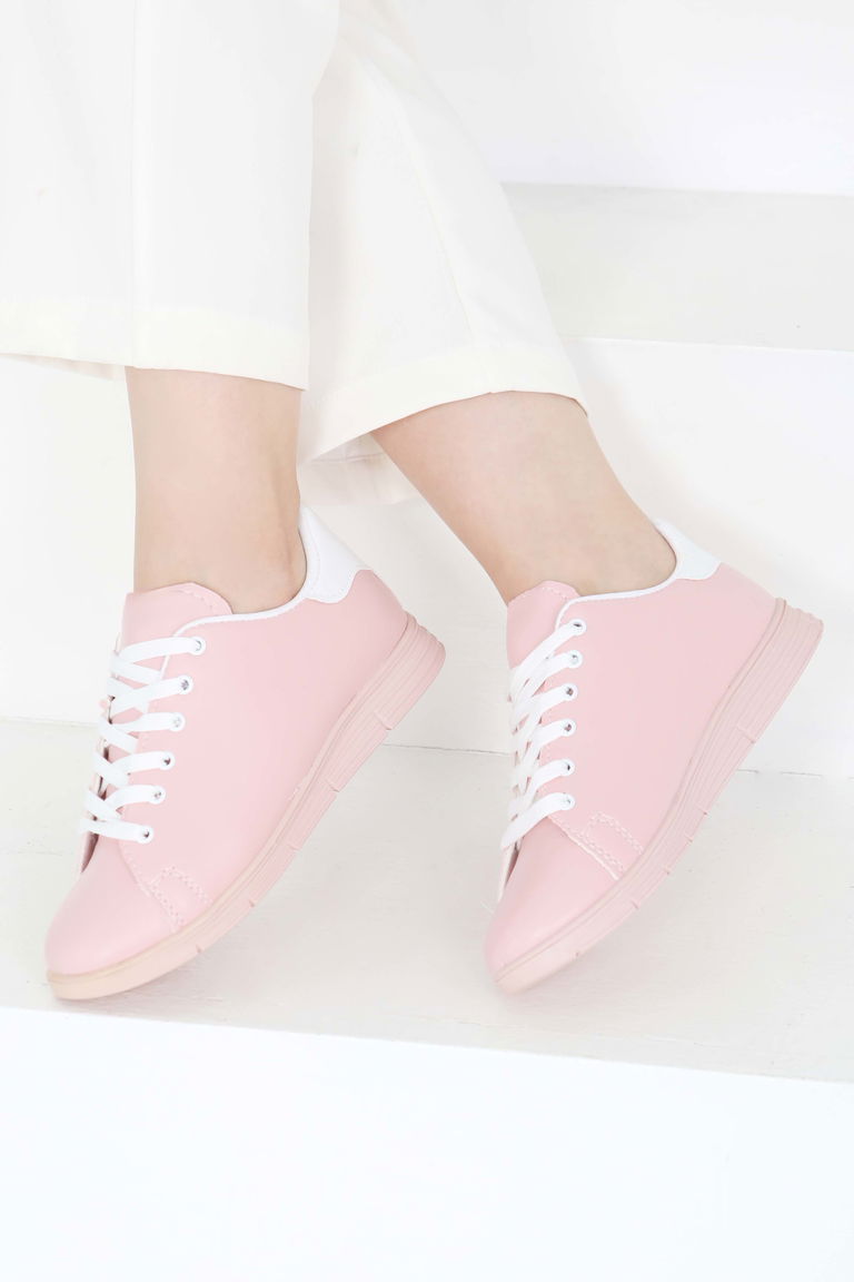 Kadın Pudra-pudra-beyaz Spor Ayakkabı - 22076 - TOFİSA