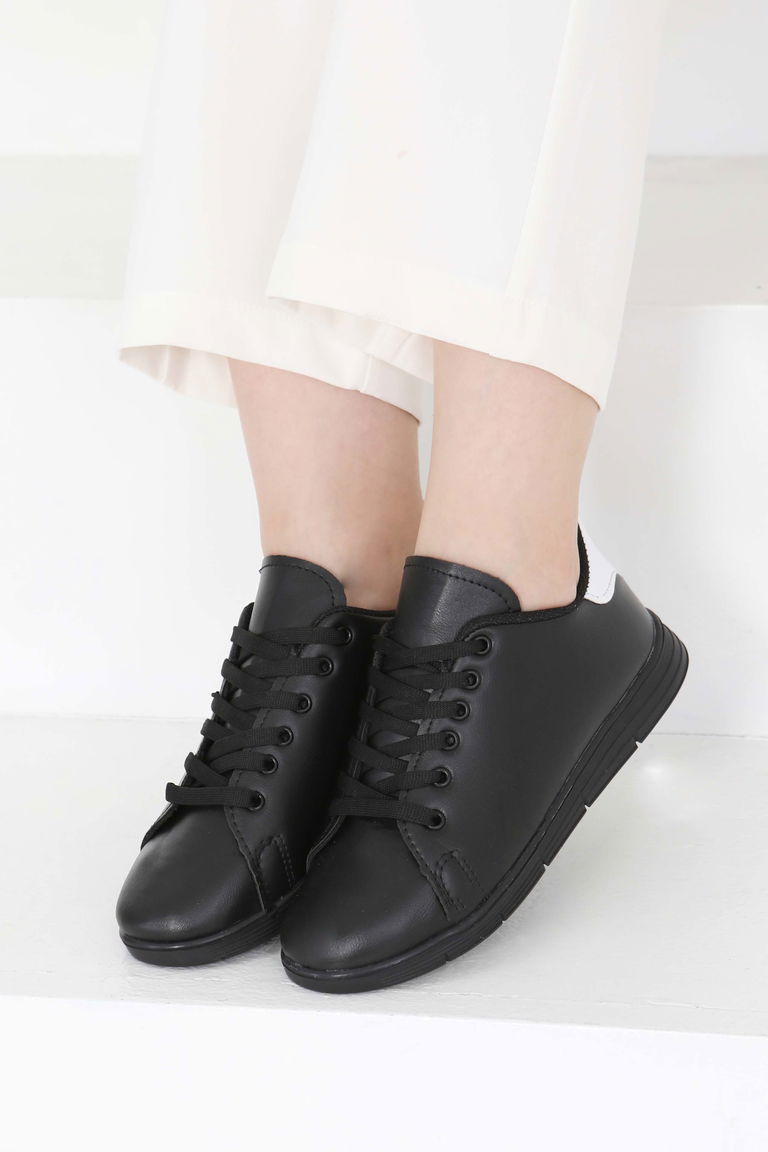 Kadın Syh Siyah Beyaz Spor Ayakkabı - 22076 - TOFİSA