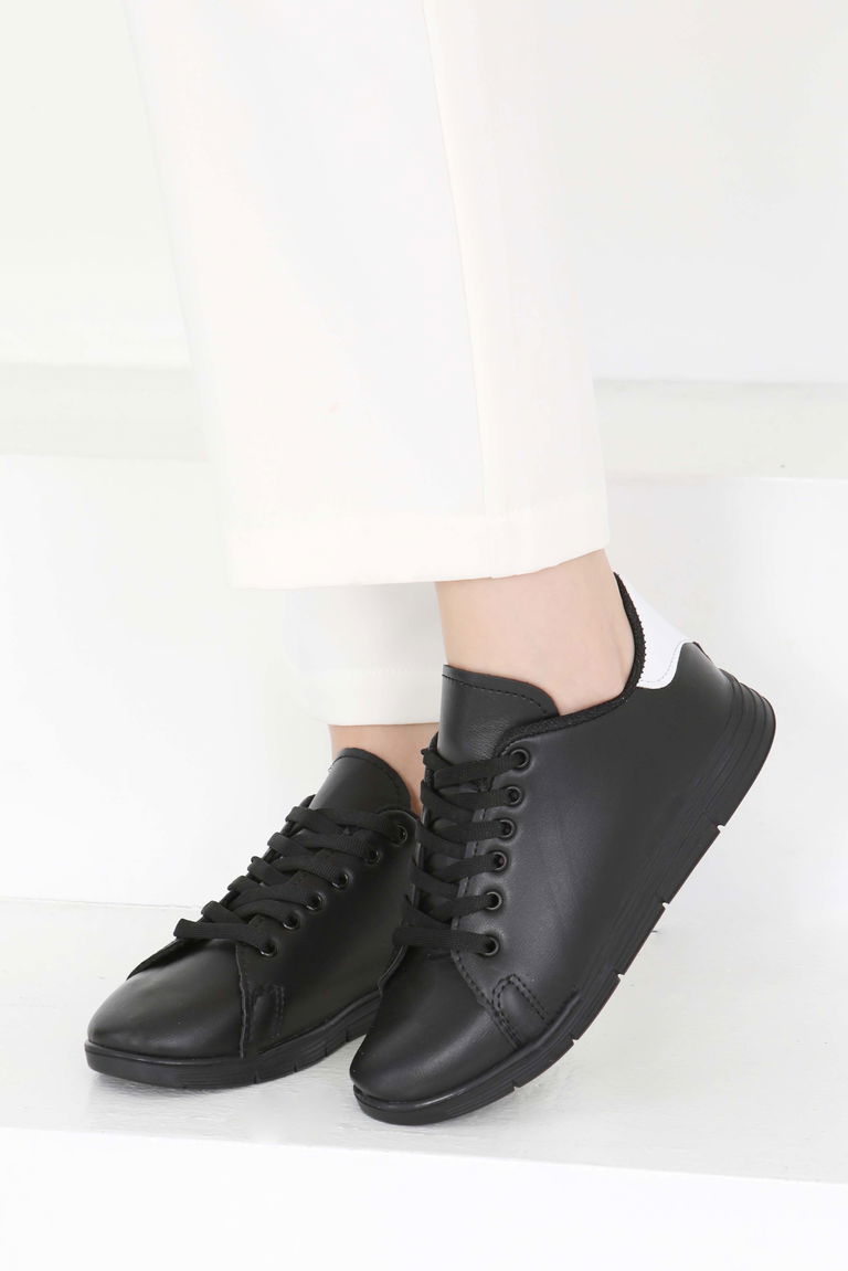 Kadın Syh Siyah Beyaz Spor Ayakkabı - 22076 - TOFİSA