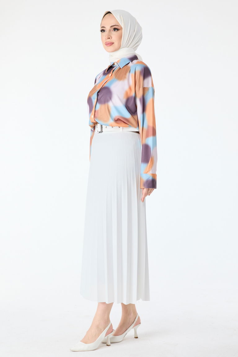 Kemerli Etek Beyaz - 23026 - TOFİSA