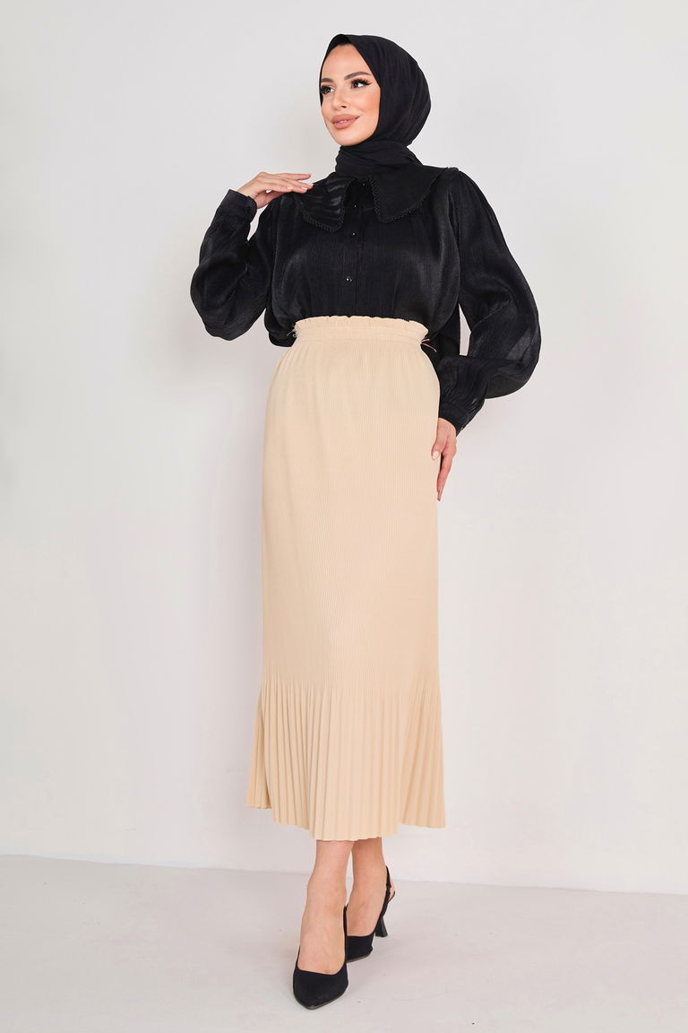 Piliseli Etek Bej - 23027 - TOFİSA