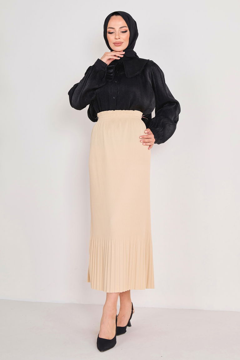 Piliseli Etek Bej - 23027 - TOFİSA