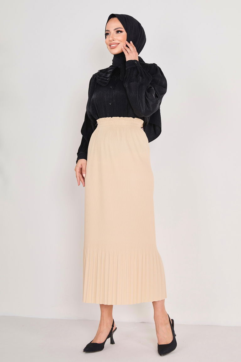 Piliseli Etek Bej - 23027 - TOFİSA