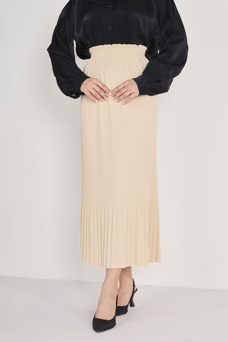 Piliseli Etek Bej - 23027 - TOFİSA