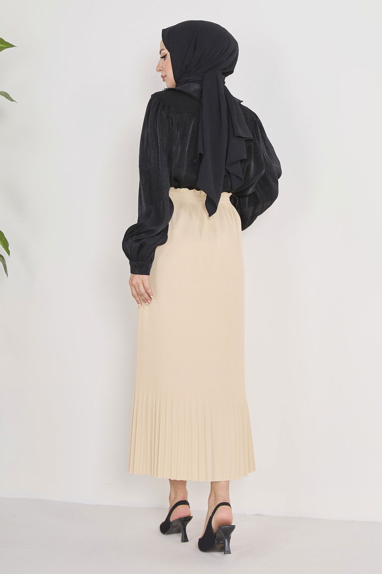 Piliseli Etek Bej - 23027 - TOFİSA