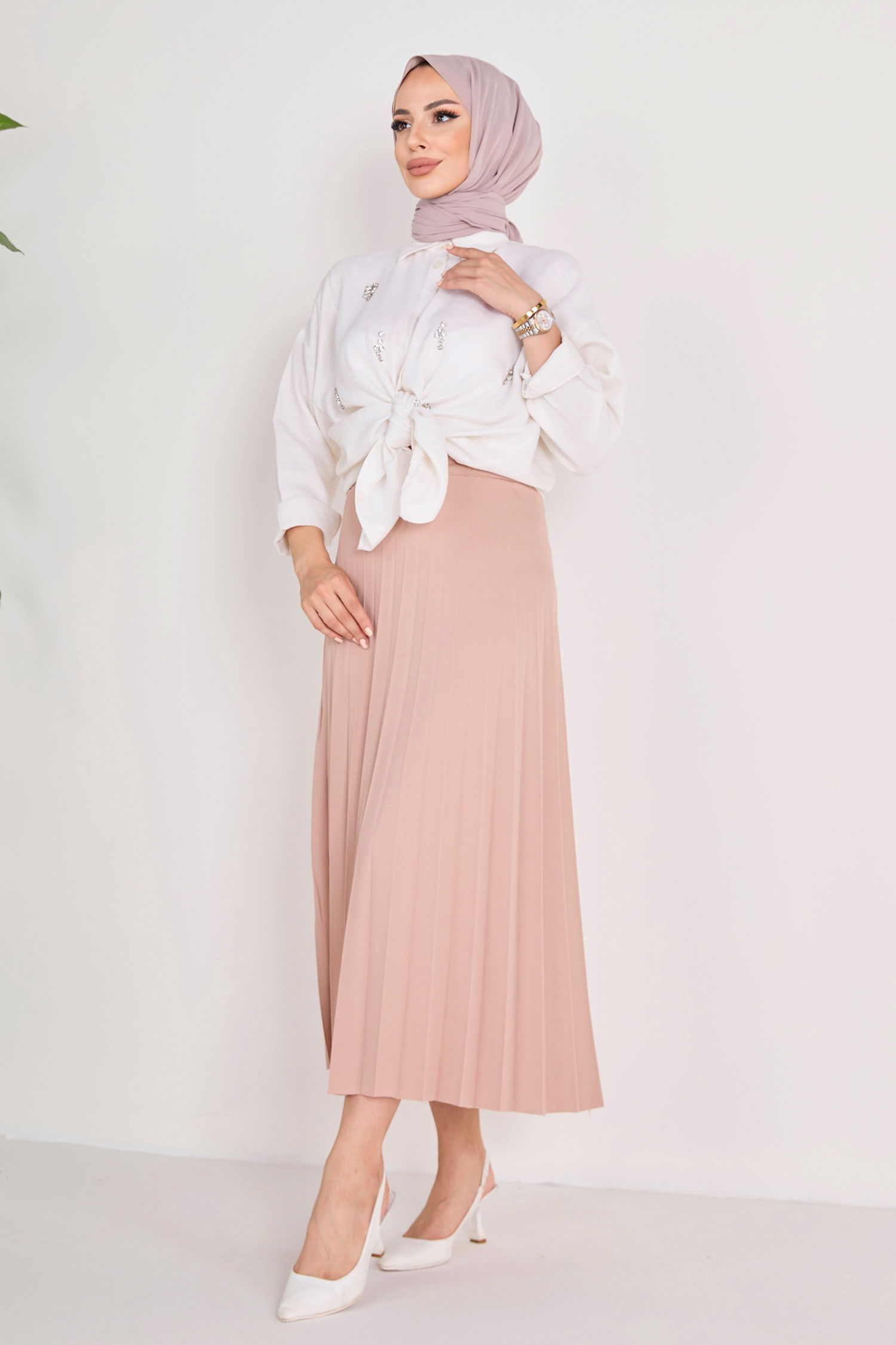 Piliseli Etek Bej - 23035 - 4