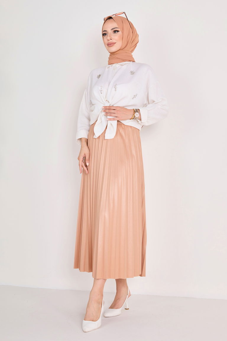 Piliseli Etek Vizon - 23036 - TOFİSA