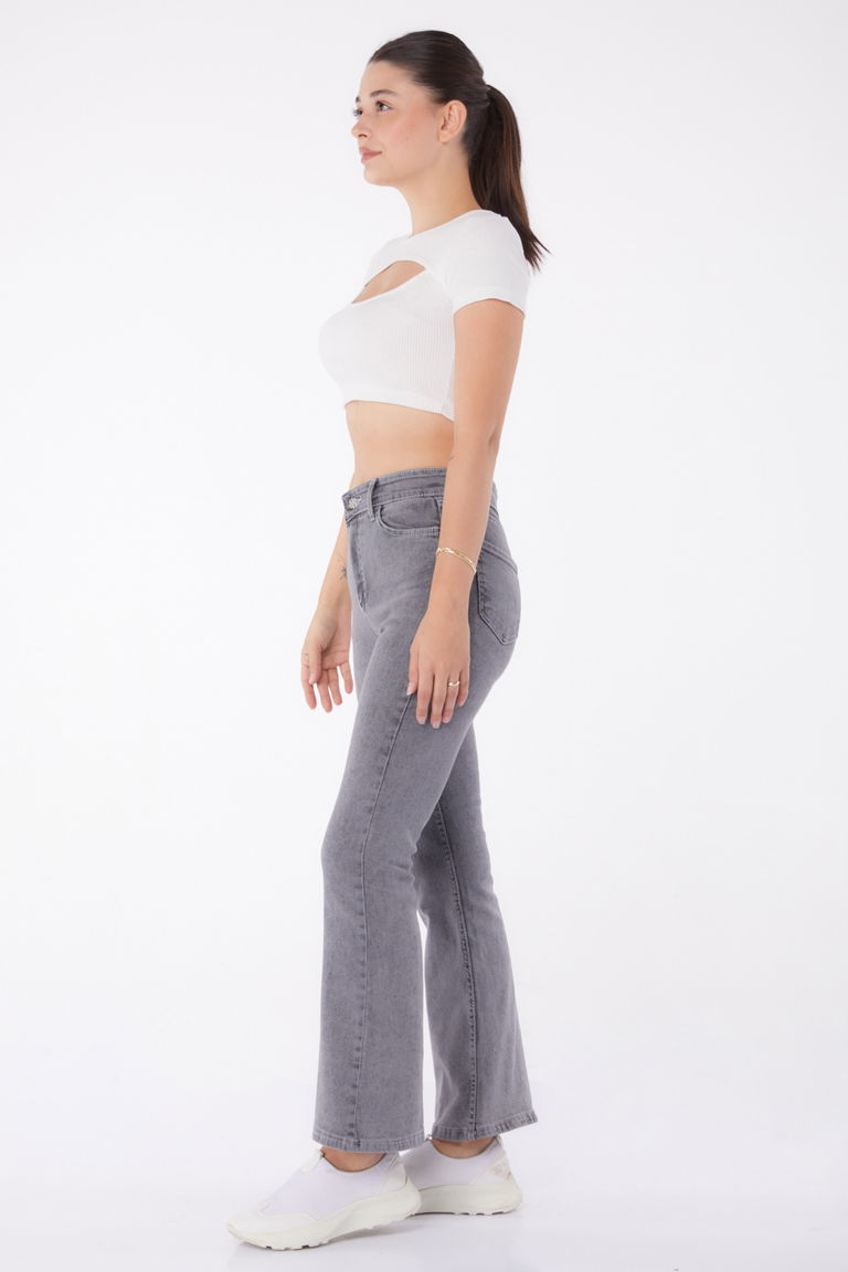 İspanyol Paça Kot Pantolon Antrasit - 23049 - TOFİSA