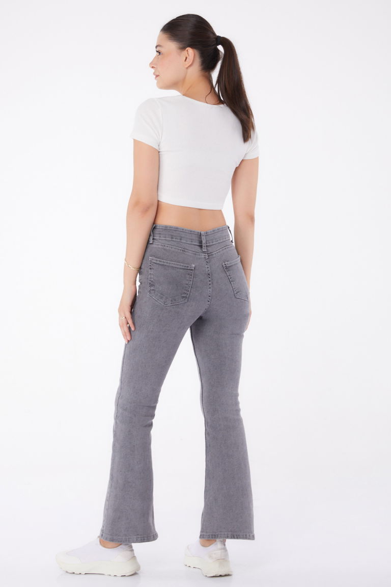 İspanyol Paça Kot Pantolon Antrasit - 23049 - TOFİSA