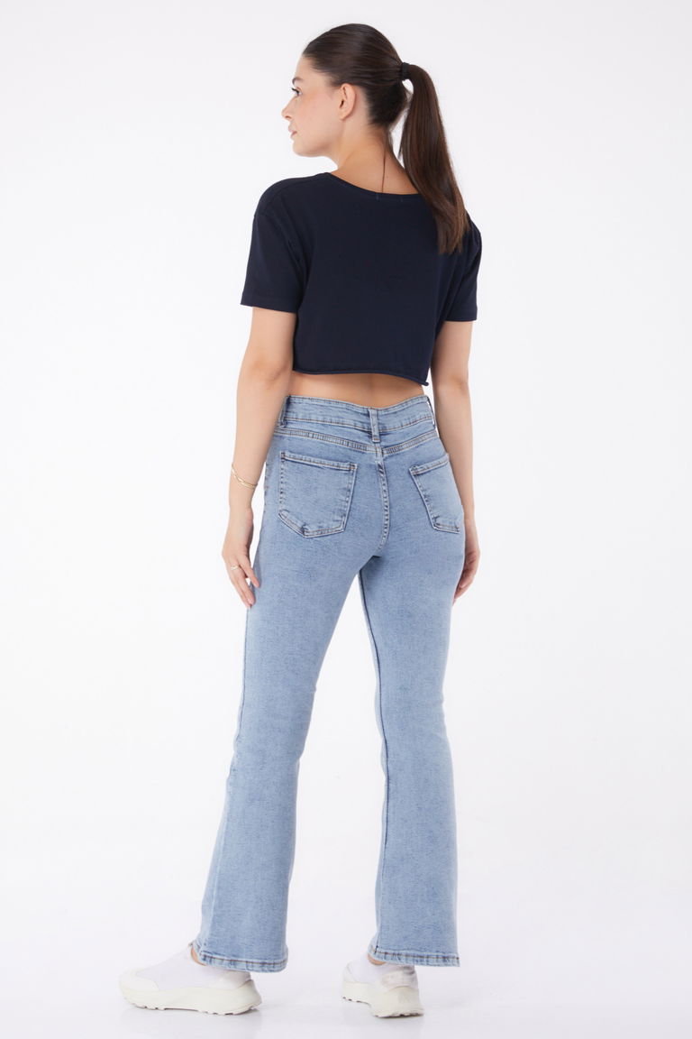 İspanyol Paça Kot Pantolon Buz Mavi - 23049 - TOFİSA