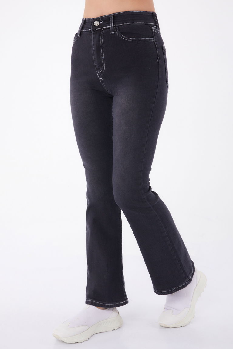 İspanyol Paça Kot Pantolon Siyah - 23049 - TOFİSA