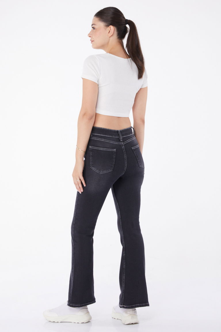 İspanyol Paça Kot Pantolon Siyah - 23049 - TOFİSA