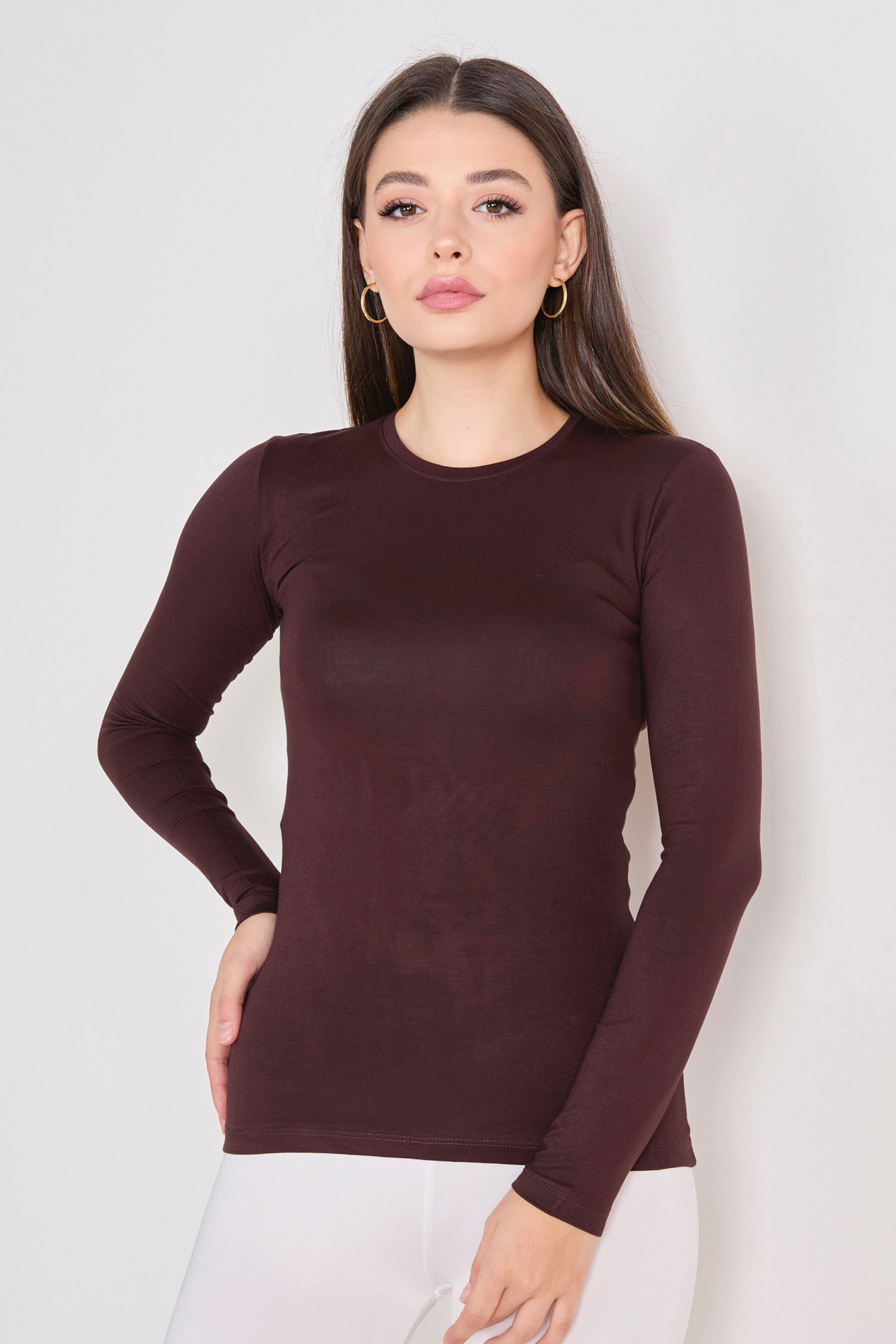 23084-KAHVE Uzun Kollu Body - 17