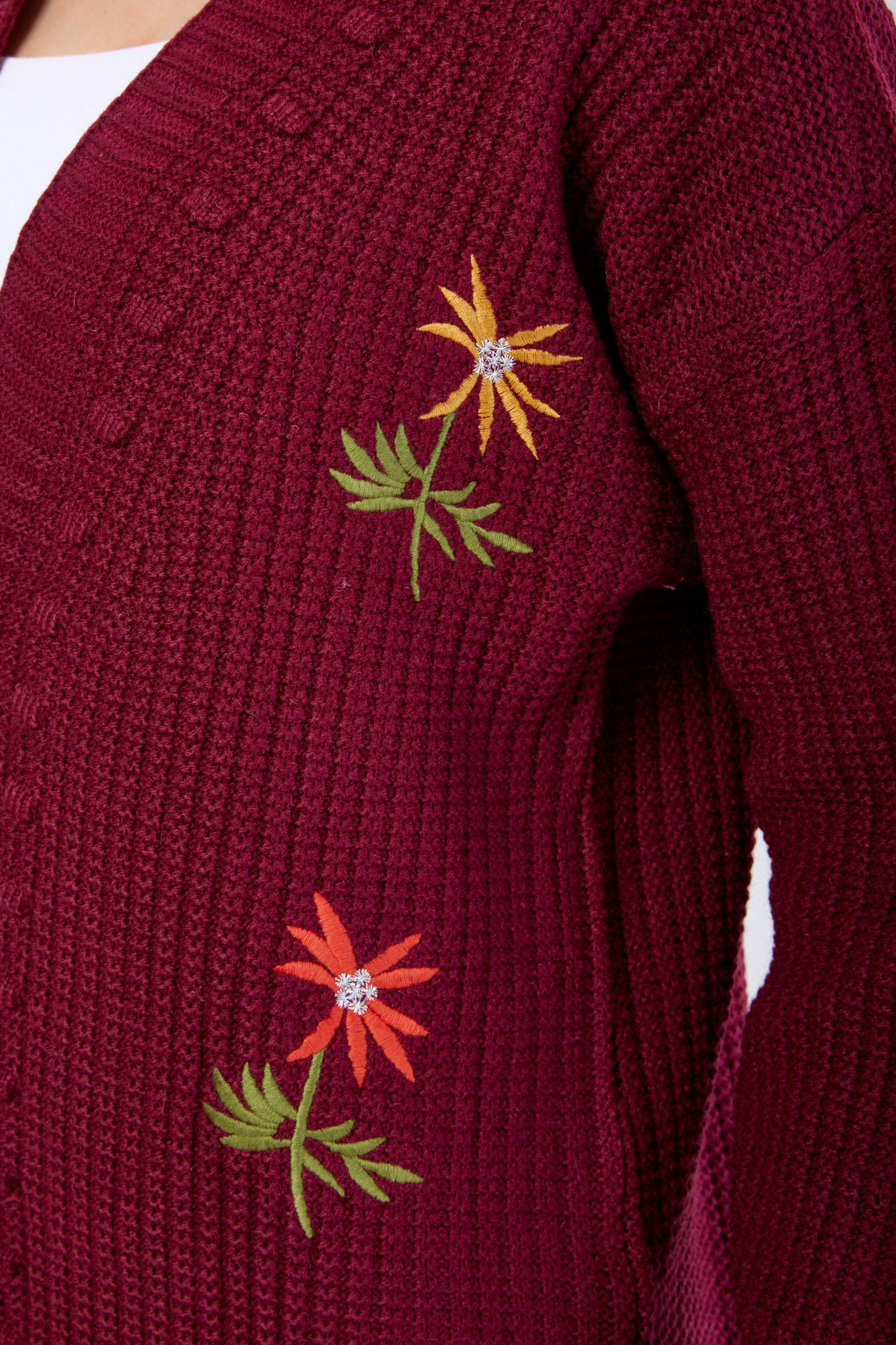 23088-BORDO Triko Hırka - 4