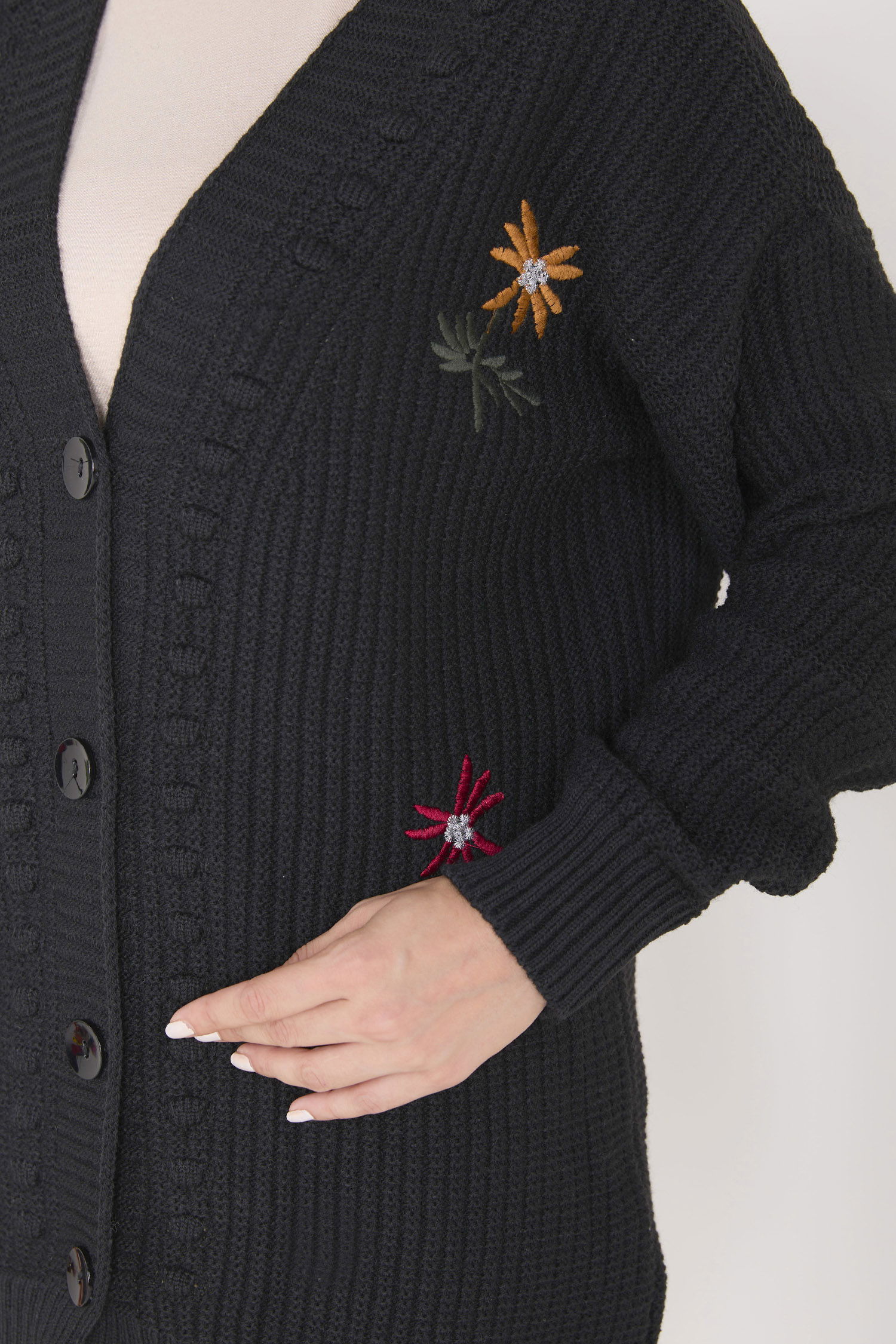 23088-SIYAH Triko Hırka - 6