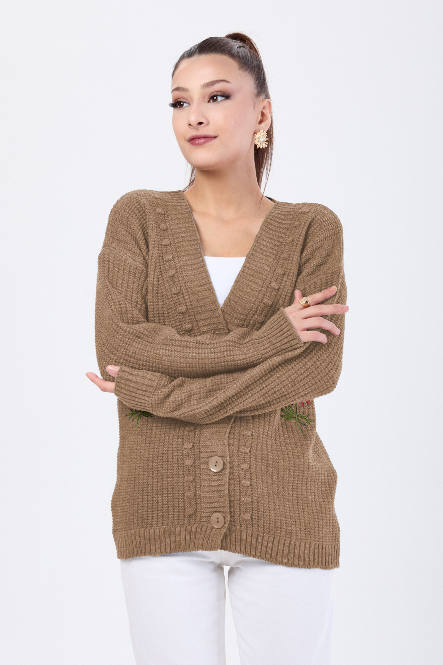 Triko Hırka Vizon - 23088 - 2